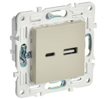 IEK SKANDY Бежевый Розетка USB A+C 18Вт SK-R13B