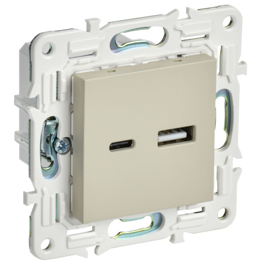 SKANDY Роз. USB A+C 18Вт SK-R13B беж. IEK