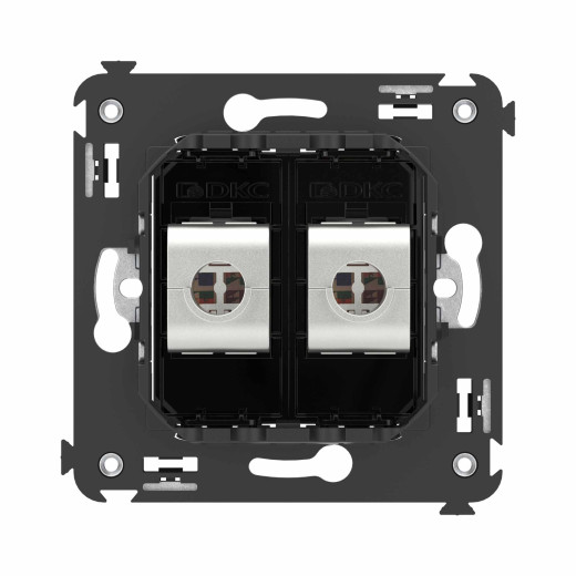 Компьютерная розетка RJ-45 без шторки в стену, кат.6 двойная экранированная, Avanti, черный квадрат