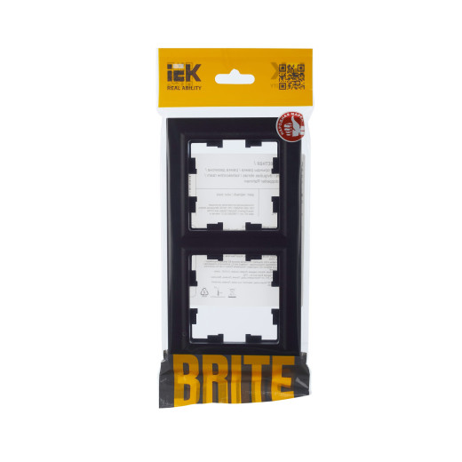 BRITE Рамка 2-мест. РУ-2-БрЧ черн. IEK