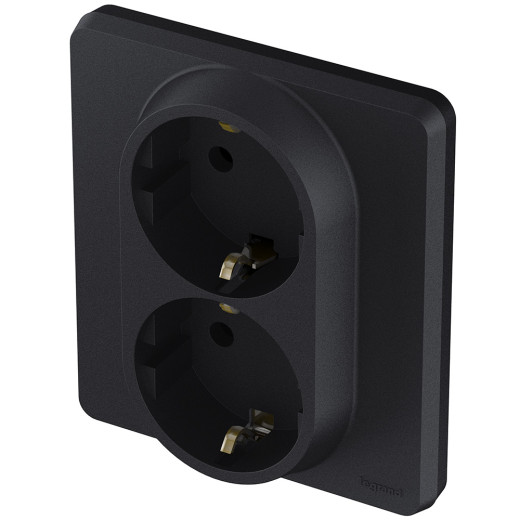Розетка двойная с заземлением - Legrand/Daccord Inspiria - без шторок в сборе 16А 250В винтовые зажимы - антрацит