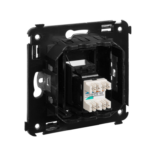 Телефонная розетка RJ-12 в стену одинарная, Avanti, черный матовый