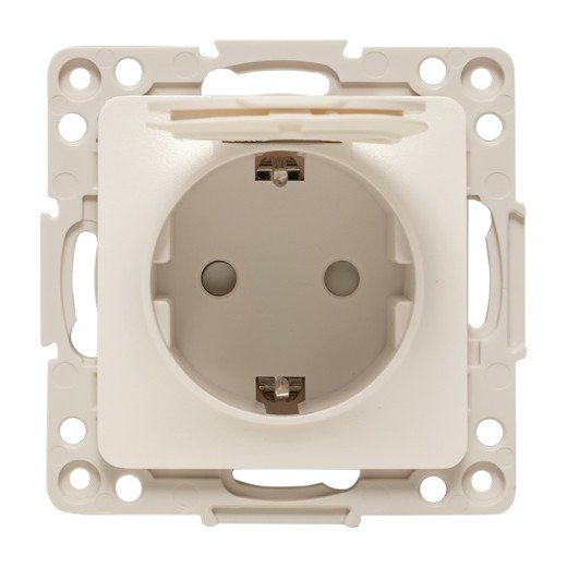 Стокгольм Механизм Розетки 1-местной с/з 16А автоматические клеммы белый с крышкой и защ. штор. IP44 EKF PROxima