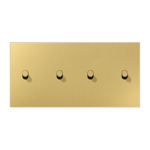 Центральная плата, 2 поста, для горизонтальной установки, тумблеры 2+2,цилиндр, металлическое исполнение, латунь классик, серия LS
