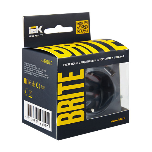 BRITE Роз. с з/к/ш 16А с USB A+A 3,1А РЮш10-2-БрМ мар. IEK