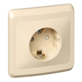 Systeme Electric Этюд Крем Розетка 1-ая с/з с защитными шторками