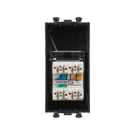 Телефонная розетка RJ-12 модульная, Avanti, черный матовый, 1 модуль