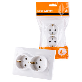 TDM Розетка двойная 2П+З 16А 250В белая 