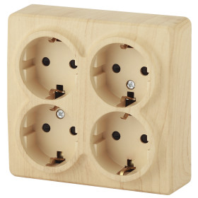 ЭРА Розетка Эксперт 11-2211-11 четверная с заземлением 4х2P+E Schuko со шторками 16A-250В IP20 ОУ горизонт. сосна