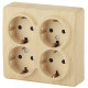 Розетка ЭРА Эксперт 11-2211-11 четверная с заземлением 4х2P+E Schuko со шторками 16A-250В IP20 ОУ горизонт. сосна