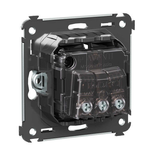 Розетка в стену, 2P+E, с з/ш, Avanti, черный матовый