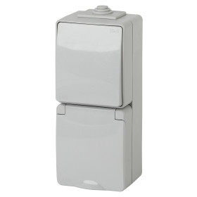 ЭРА Выключатель Эксперт 11-7607-03 IP65 16A-10AX-250В ОУ серый