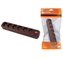 TDM Колодка розеточная 6 гнезд 2П+3 с выключателем16А 250В 