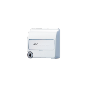 JUNG Крышка пружинная для штепсельных розеток с замком, фиксатором и полем для надписи 23×29 мм белая