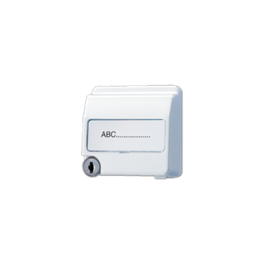 Крышка пружинная для штепсельных розеток с замком, фиксатором и полем для надписи 23×29 мм, белая