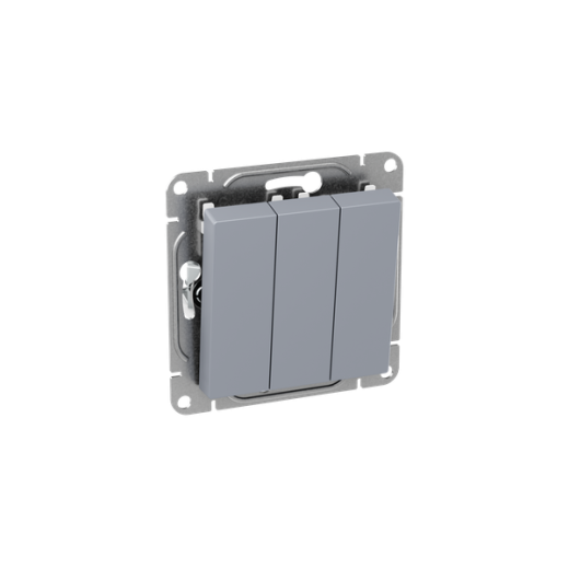 Механизм выключателя, трёхклавишный, алюминий Эпика EKF