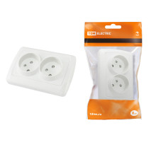 TDM Розетка двойная 2П 10А 250В с защ. шт. белая 