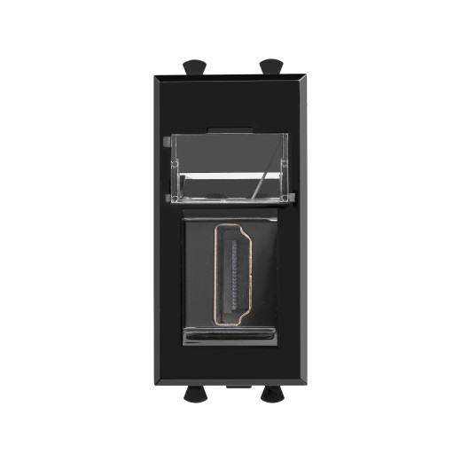 HDMI розетка модульная, тип А-А, Avanti, черный квадрат, 1 модуль