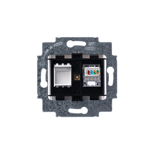 Розетка информационная ABB Levit RJ45 категория 5e и заглушка белый