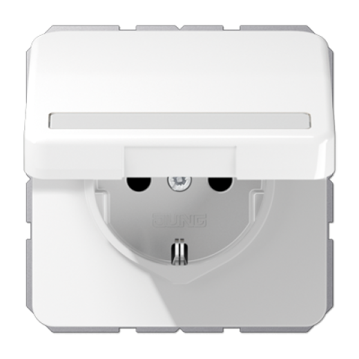 Штепсельная розетка SCHUKO 16A 250V~ с полем для надписи и защитой от влажности, белая