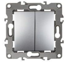 ЭРА 12-1104-03 Выключатель двойной, 10АХ-250В, IP20, Эра12, алюминий (10/100/3200)