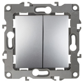 ЭРА 12-1104-03 Выключатель двойной, 10АХ-250В, IP20, Эра12, алюминий (10/100/3200)