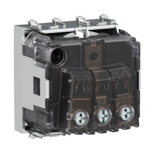 Розетка модульная, 2P+E, с з/ш, Avanti, закаленная сталь, 2 модуля