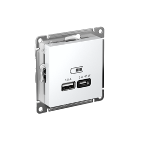 Systeme Electric AtlasDesign Белый USB Розетка A + тип-C 45W высокоскор.заряд. QC, PD, мех.
