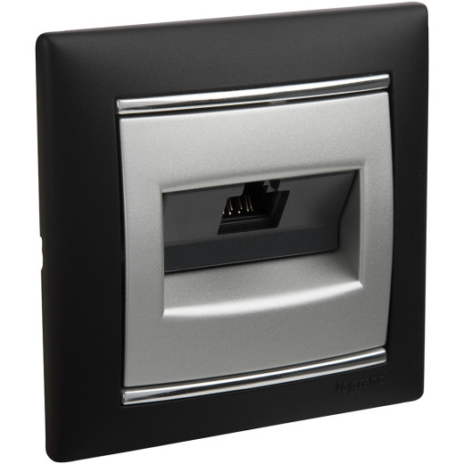 Розетка компьютерная RJ45 категория 6 UTP - Legrand Valena - с захватами - алюминий