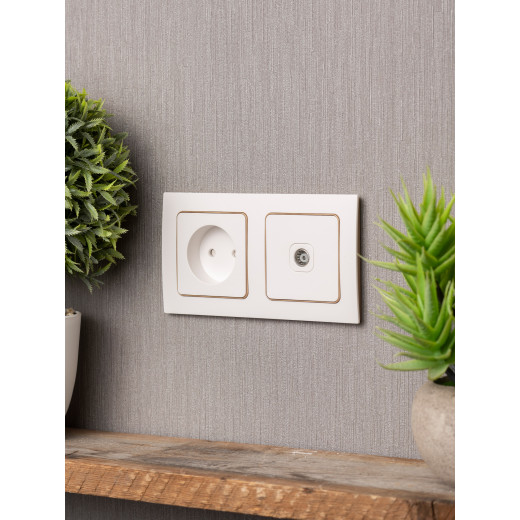 Стокгольм Рамка 2-местная белая с линией цвета шампань EKF PROxima