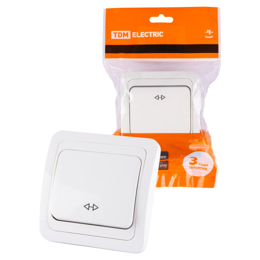 Перекрестный выключатель 1-кл. 10А белый 