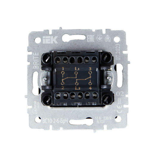 BRITE Выключ. 2-кл. прох. 10А ВС10-2-6-БрЧ черн. IEK