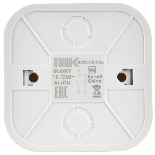 GLORY Выключ. 2-кл. о/у 10А ВС20-2-0-ХБм бел. м. IEK