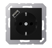 JUNG A Flow/A 550 Черный матовый Розетка с USB-зарядным устройством, тип А, SCHUKO