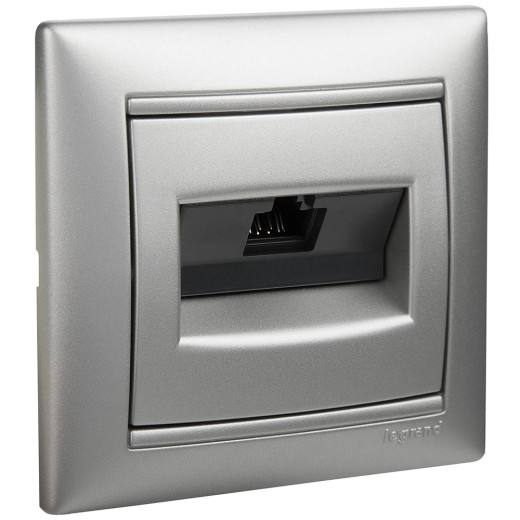 Розетка компьютерная RJ45 категория 6 UTP - Legrand Valena - с захватами - алюминий