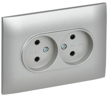 IEK SKANDY Серебряный Розетка 2-ая б/з с защитными шторками 10А в сборе SK-R09S