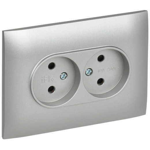 SKANDY Роз. 2-я без з/к с з/ш 10А сб. SK-R09S сереб. IEK