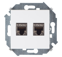 Simon 15 Белая Розетка компьютерная двойная 2хRJ45 кат.6A (АМР, FTP)
