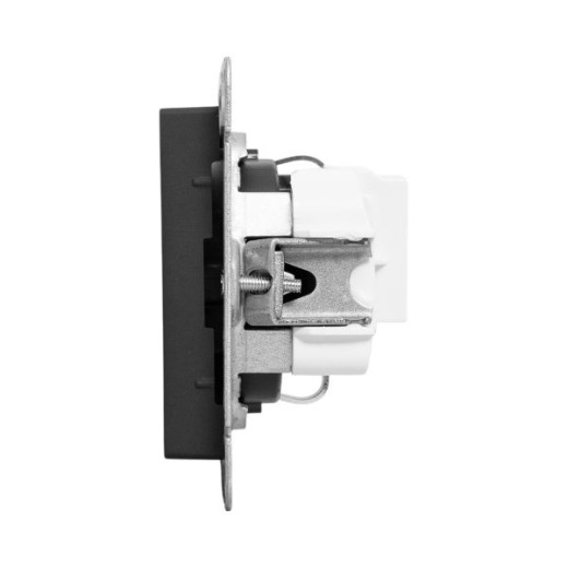Механизм розетки, 16А, с заземлением, со шторками, чёрный Эпика EKF