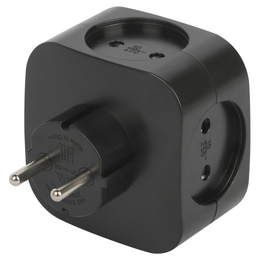 Разветвитель электрический ЭРА SP-4-USB-B на 4 розетки + 2xUSB 2400mA без заземления 10А черный