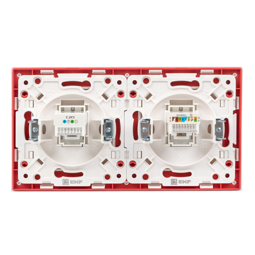Стокгольм Рамка 2-местная белая с линией цвета красный EKF PROxima