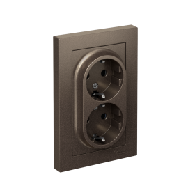 Systeme Electric AtlasDesign Мокко Розетка с/з двойная, со шторками, 16А, в сборе