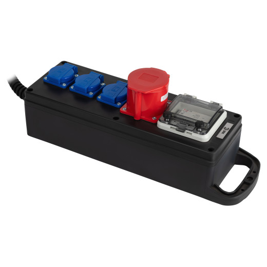 Удлинитель силовой ЭРА IND380-SF-4e-5x4-10m-IP44 380В на каучуковой колодке 4 розетки 1xCEE 5P/3xSCHUKO 10м КГ 5х4