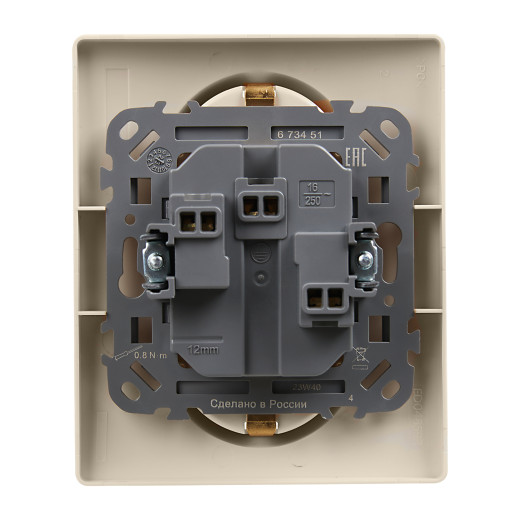 Розетка двойная с заземлением - Legrand Etika - со шторками в сборе 16А 250В винтовые зажимы - слоновая кость