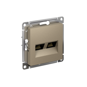 Systeme Electric ATLASDESIGN шампань розетка двойная компьютерная RJ45+RJ45 кат. 6А, механизм