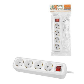 TDM Удлинитель 4 гнезда, 7 метров, с/з, выкл., 10 А, 2300 Вт, белый, НАРОДНЫЙ У1-42056
