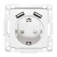Стокгольм Механизм Розетки 1-местной с/з, USB 2A 16А винтовые клеммы белый с защ. штор. EKF