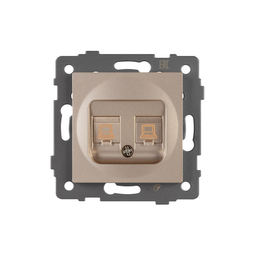 Механизм компьютерной розетки двойной SCT-MPC2-PL-GD-V (RJ-45, CAT6) (Arlight, -)