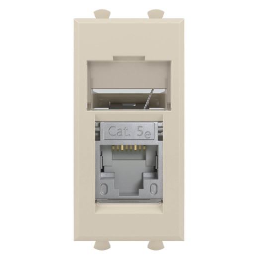 Компьютерная розетка RJ-45 модульная, кат.5е экранированная, Avanti, ванильная дымка, 1 модуль