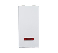 Ecoplast LK45 Переключатель с двух мест, с индикатором 45х22,5мм (схема 6L) 16 A, 250 B (серебристый металлик)